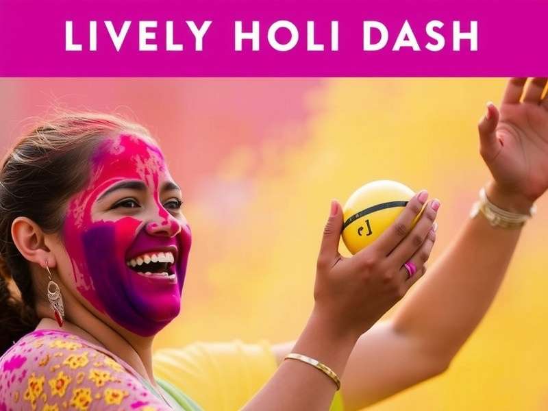 Indian players participating in a Holi Dash marathon Lively Holi Dash community event